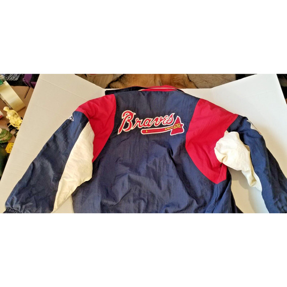 Vintage 80's Atlanta Braves Bomber Jacket National League Size L Apex One - Picture 2 of 15